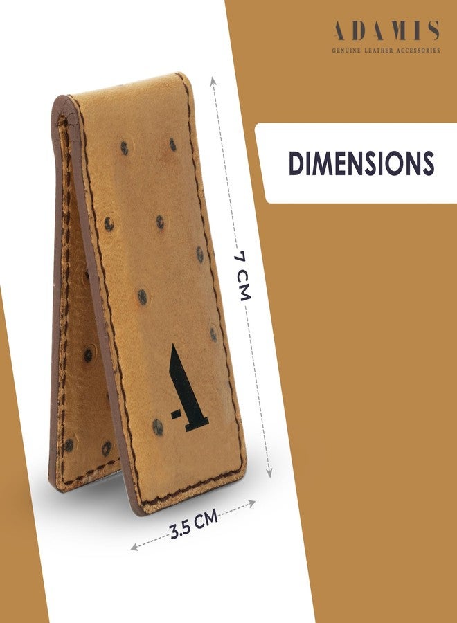 Adamis Slim Leather Money Clip and Card Holder for Men and Women W362 Beige - Image 3